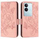 For vivo V29 5G Global / V29 Pro Embossed Rose RFID Anti-theft Leather Phone Case(Pink) - 2