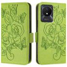 For vivo Y02 / Y02A / Y02t / Y11 2023 Embossed Rose RFID Anti-theft Leather Phone Case(Green) - 2