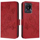 For vivo Y02 / Y02A / Y02t / Y11 2023 Embossed Rose RFID Anti-theft Leather Phone Case(Red) - 2