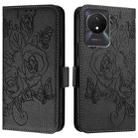 For vivo Y02 / Y02A / Y02t / Y11 2023 Embossed Rose RFID Anti-theft Leather Phone Case(Black) - 2