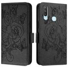 For vivo Y17 / Y15 / Y12 / Y11 Embossed Rose RFID Anti-theft Leather Phone Case(Black) - 2