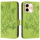 For vivo Y28 4G Embossed Rose RFID Anti-theft Leather Phone Case(Green) - 2