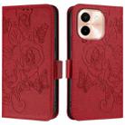 For vivo Y28 4G Embossed Rose RFID Anti-theft Leather Phone Case(Red) - 2