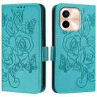 For vivo Y28 4G Embossed Rose RFID Anti-theft Leather Phone Case(Light Blue) - 2