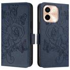 For vivo Y28 4G Embossed Rose RFID Anti-theft Leather Phone Case(Dark Blue) - 2