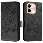 For vivo Y28 4G Embossed Rose RFID Anti-theft Leather Phone Case(Black) - 2