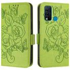 For vivo Y30 4G Global Embossed Rose RFID Anti-theft Leather Phone Case(Green) - 2