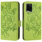 For vivo Y33s 4G Global / Y21 / Y21s / Y21t Embossed Rose RFID Anti-theft Leather Phone Case(Green) - 2