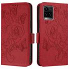 For vivo Y33s 4G Global / Y21 / Y21s / Y21t Embossed Rose RFID Anti-theft Leather Phone Case(Red) - 2