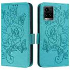 For vivo Y33s 4G Global / Y21 / Y21s / Y21t Embossed Rose RFID Anti-theft Leather Phone Case(Light Blue) - 2