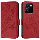 For vivo Y77 5G Global / Y77e 5G Embossed Rose RFID Anti-theft Leather Phone Case(Red) - 2