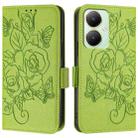 For vivo Y27 4G Global Embossed Rose RFID Anti-theft Leather Phone Case(Green) - 2