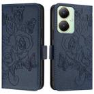 For vivo Y27 4G Global Embossed Rose RFID Anti-theft Leather Phone Case(Dark Blue) - 2