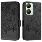 For vivo Y27 4G Global Embossed Rose RFID Anti-theft Leather Phone Case(Black) - 2