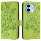 For vivo Y38 5G / Y200i / T3x 5G Embossed Rose RFID Anti-theft Leather Phone Case(Green) - 2