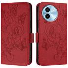 For vivo Y38 5G / Y200i / T3x 5G Embossed Rose RFID Anti-theft Leather Phone Case(Red) - 2