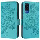 For vivo Y51 2020 India / Y51a 2021 / Y53s 4G Embossed Rose RFID Anti-theft Leather Phone Case(Light Blue) - 2