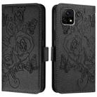 For vivo Y52s / iQOO U3 / Y31s 5G Embossed Rose RFID Anti-theft Leather Phone Case(Black) - 2