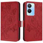 For vivo Y56 5G / Y16 / Y02s Global Embossed Rose RFID Anti-theft Leather Phone Case(Red) - 2