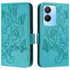 For vivo Y56 5G / Y16 / Y02s Global Embossed Rose RFID Anti-theft Leather Phone Case(Light Blue) - 2