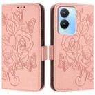 For vivo Y56 5G / Y16 / Y02s Global Embossed Rose RFID Anti-theft Leather Phone Case(Pink) - 2