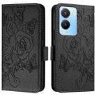 For vivo Y56 5G / Y16 / Y02s Global Embossed Rose RFID Anti-theft Leather Phone Case(Black) - 2