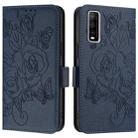 For vivo Y70s Embossed Rose RFID Anti-theft Leather Phone Case(Dark Blue) - 2