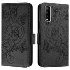 For vivo Y70s Embossed Rose RFID Anti-theft Leather Phone Case(Black) - 2