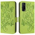 For vivo Y72 5G / Y52 5G / iQOO Z3 Embossed Rose RFID Anti-theft Leather Phone Case(Green) - 2