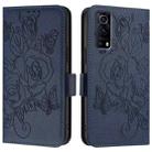 For vivo Y72 5G / Y52 5G / iQOO Z3 Embossed Rose RFID Anti-theft Leather Phone Case(Dark Blue) - 2