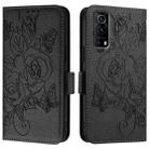 For vivo Y72 5G / Y52 5G / iQOO Z3 Embossed Rose RFID Anti-theft Leather Phone Case(Black) - 2