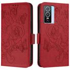 For vivo Y76 5G Embossed Rose RFID Anti-theft Leather Phone Case(Red) - 2