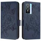 For vivo Y76 5G Embossed Rose RFID Anti-theft Leather Phone Case(Dark Blue) - 2