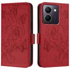 For vivo Y36 5G / 4G / Y27s 4G Global Embossed Rose RFID Anti-theft Leather Phone Case(Red) - 2