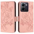 For vivo Y36 5G / 4G / Y27s 4G Global Embossed Rose RFID Anti-theft Leather Phone Case(Pink) - 2