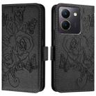 For vivo Y36 5G / 4G / Y27s 4G Global Embossed Rose RFID Anti-theft Leather Phone Case(Black) - 2