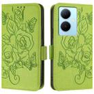 For vivo Y78+ 5G / Y78 Global / V29 Lite Embossed Rose RFID Anti-theft Leather Phone Case(Green) - 2