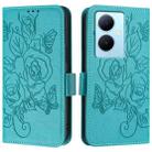 For vivo Y78+ 5G / Y78 Global / V29 Lite Embossed Rose RFID Anti-theft Leather Phone Case(Light Blue) - 2