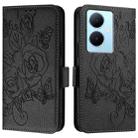 For vivo Y78+ 5G / Y78 Global / V29 Lite Embossed Rose RFID Anti-theft Leather Phone Case(Black) - 2