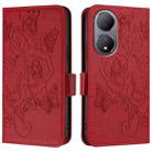 For vivo Y100 5G Global Embossed Rose RFID Anti-theft Leather Phone Case(Red) - 2