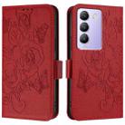For vivo Y100 5G / T3 5G IDN Embossed Rose RFID Anti-theft Leather Phone Case(Red) - 2