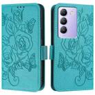 For vivo Y100 5G / T3 5G IDN Embossed Rose RFID Anti-theft Leather Phone Case(Light Blue) - 2