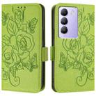 For vivo Y200e 5G Embossed Rose RFID Anti-theft Leather Phone Case(Green) - 2