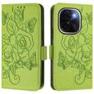 For vivo iQOO Z9s Pro 5G / T3 Pro 5G India Embossed Rose RFID Anti-theft Leather Phone Case(Green) - 2