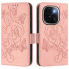 For vivo iQOO Z9s Pro 5G / T3 Pro 5G India Embossed Rose RFID Anti-theft Leather Phone Case(Pink) - 2