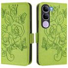 For vivo V40 Lite 5G IDN Embossed Rose RFID Anti-theft Leather Phone Case(Green) - 2