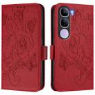 For vivo V40 Lite 5G IDN Embossed Rose RFID Anti-theft Leather Phone Case(Red) - 2