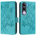 For vivo V40 Lite 5G IDN Embossed Rose RFID Anti-theft Leather Phone Case(Light Blue) - 2