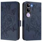 For vivo V40 Lite 5G IDN Embossed Rose RFID Anti-theft Leather Phone Case(Dark Blue) - 2