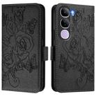 For vivo V40 Lite 5G IDN Embossed Rose RFID Anti-theft Leather Phone Case(Black) - 2